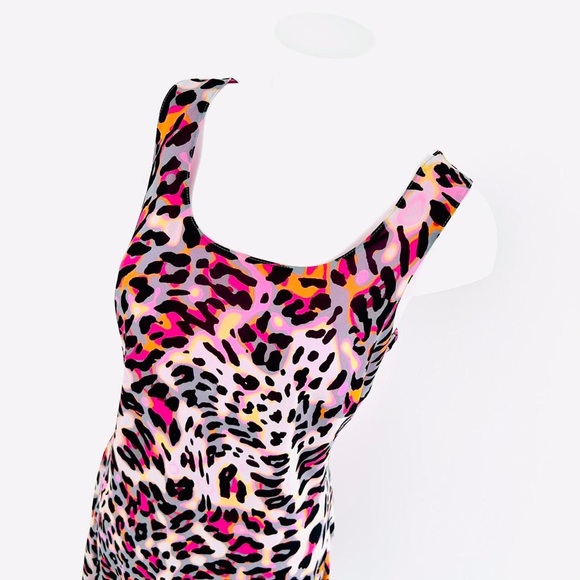 Per Una Womens Midi Dress UK16 Multicolour Leopard Print Y2k bias cut dress M&S - Picture 8 of 8